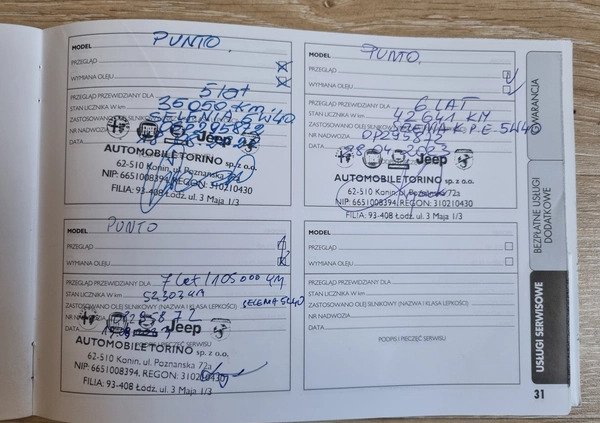 Fiat Punto cena 32900 przebieg: 62600, rok produkcji 2016 z Brzeziny małe 379